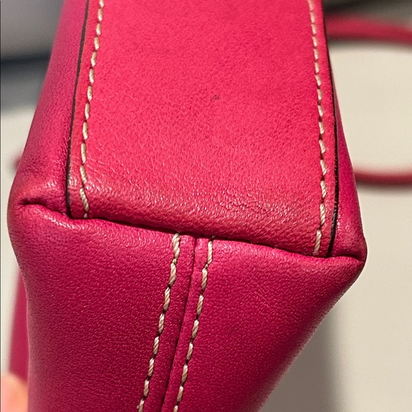 Coach Leather Mini Demi Baguette Fuchsia Wristlet - Picture 8 of 12